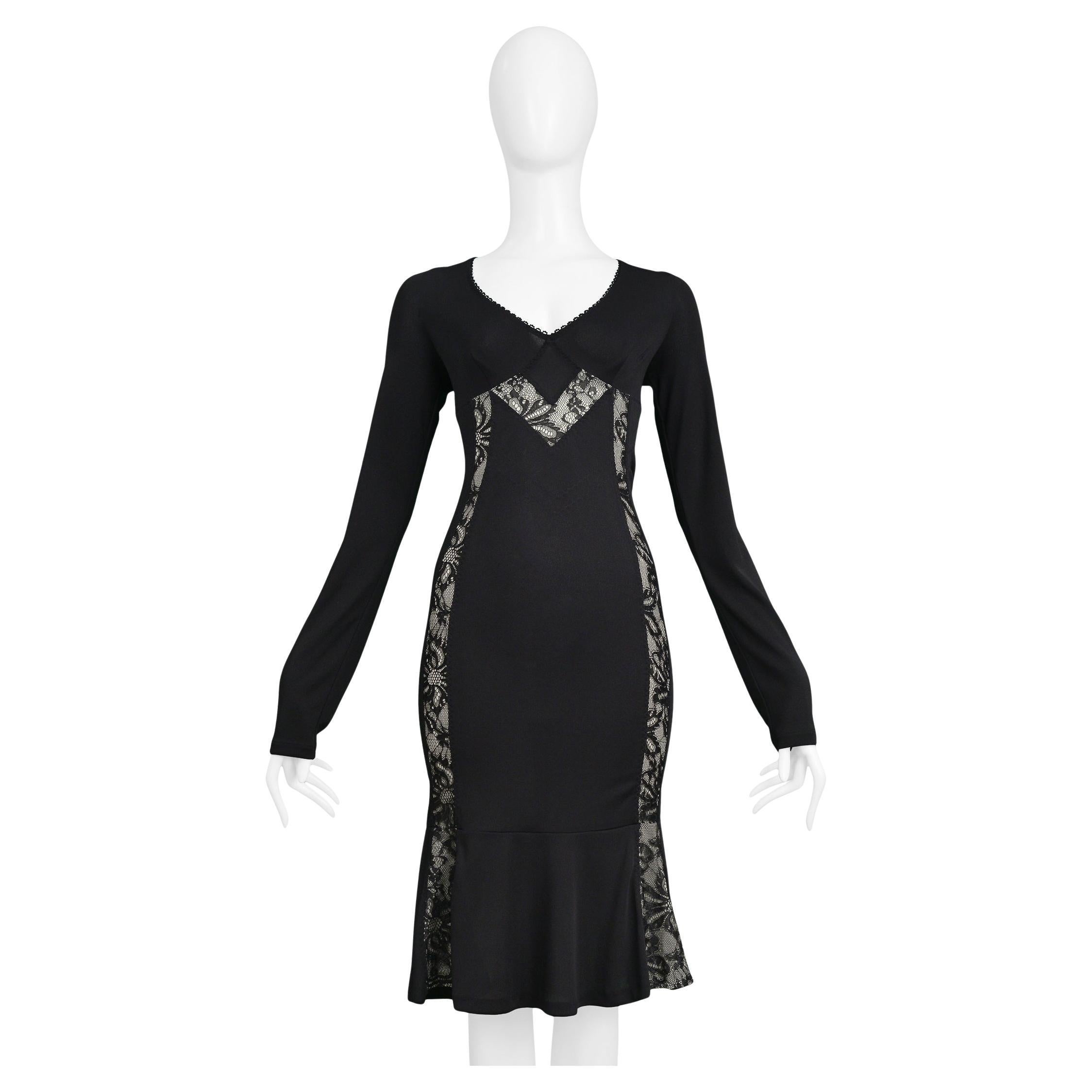 Dolce D&G Black Lace Panel Body Con Dress For Sale
