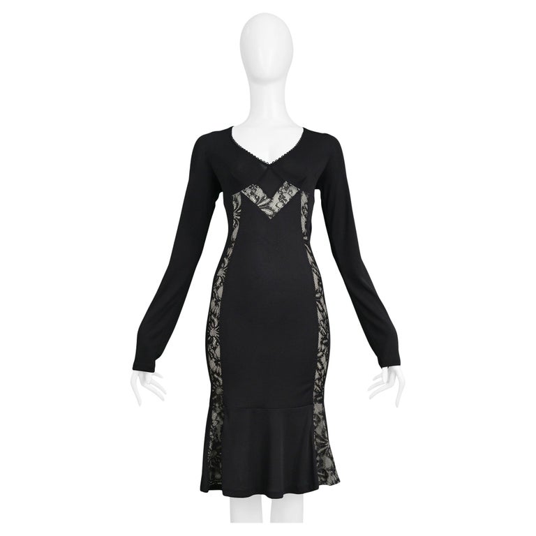 Dolce D&g Black Lace Panel Body Con Dress Dolce D&g Black Lace Panel Body Con Dress