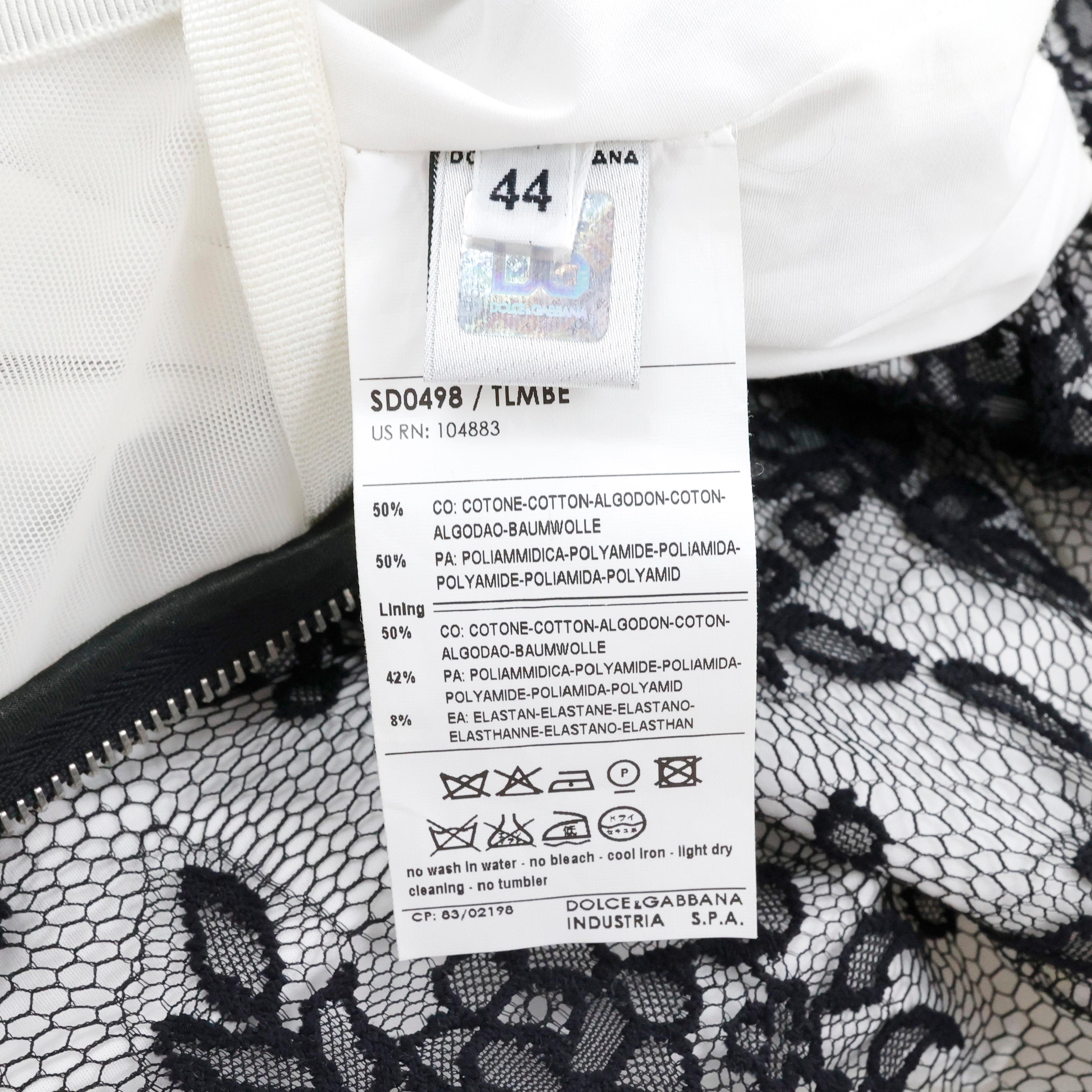 Dolce e Gabbana Schwarzes und weißes Spitzenkleid aus Spitze im Angebot 2