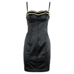 Vintage Dolce e Gabbana Satin chain black dress 