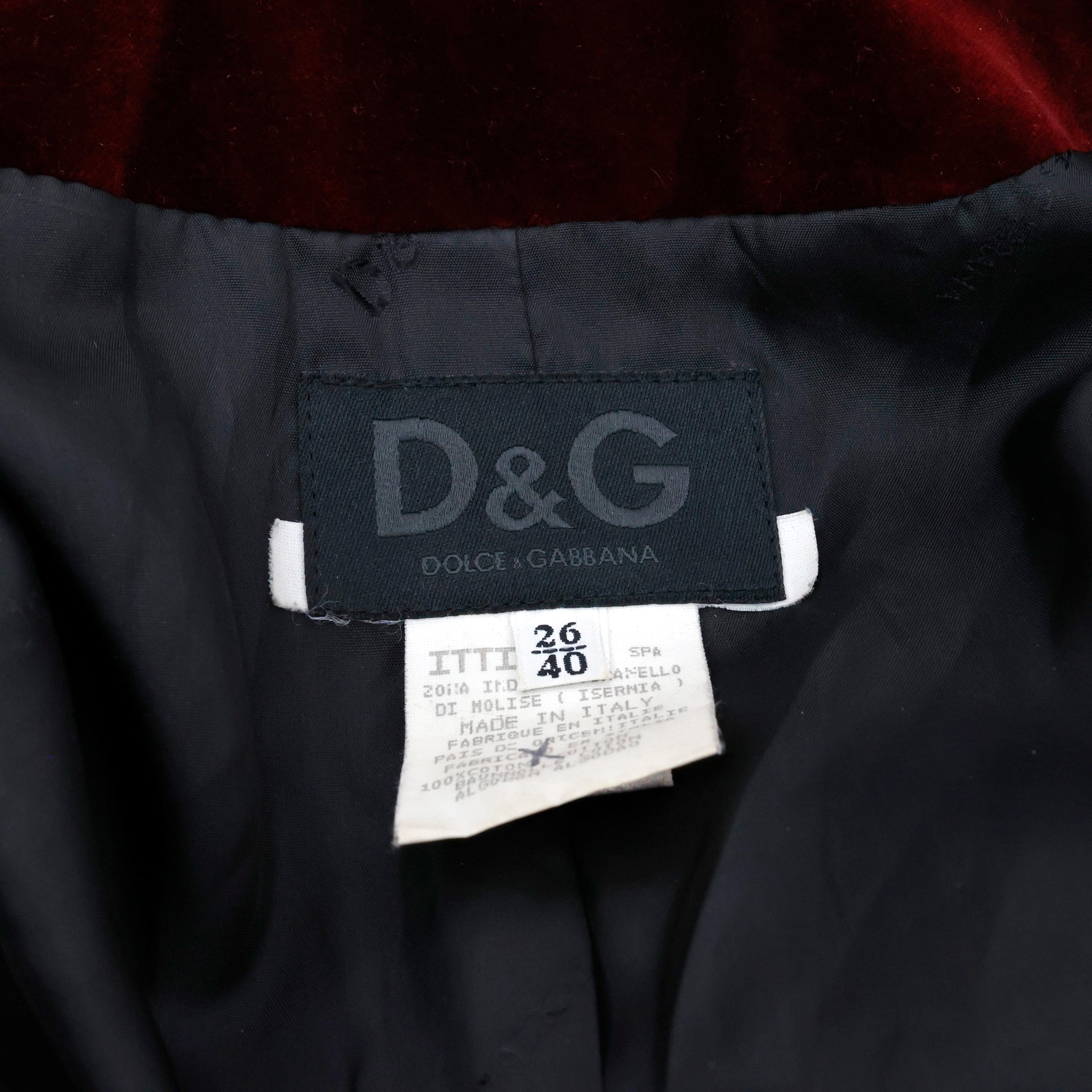 Red Dolce & Gabbana Velvet Jacket / Blazer For Sale