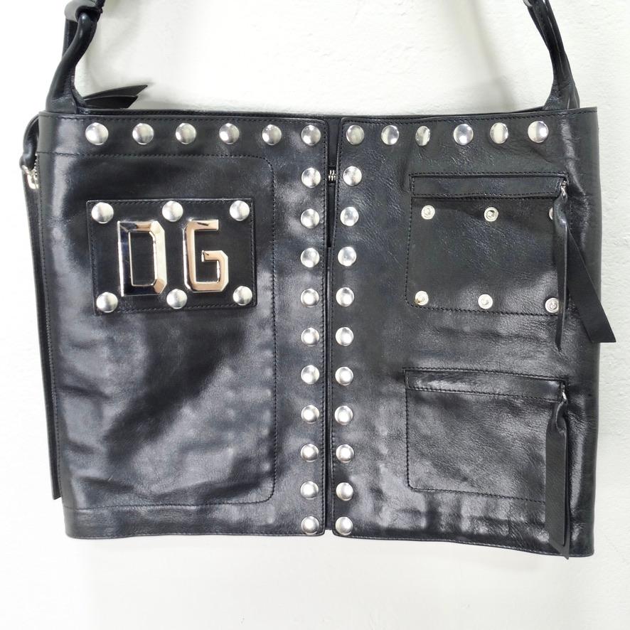 Dolce & Gabana Leather Studded Crossbody Utility Bag For Sale 5