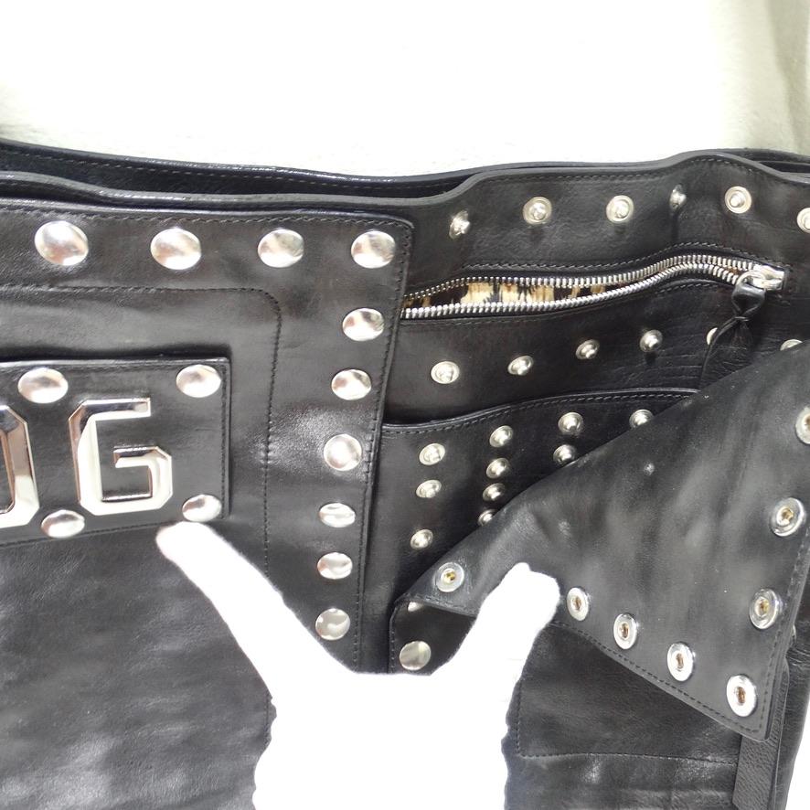 Dolce & Gabana Leather Studded Crossbody Utility Bag For Sale 6