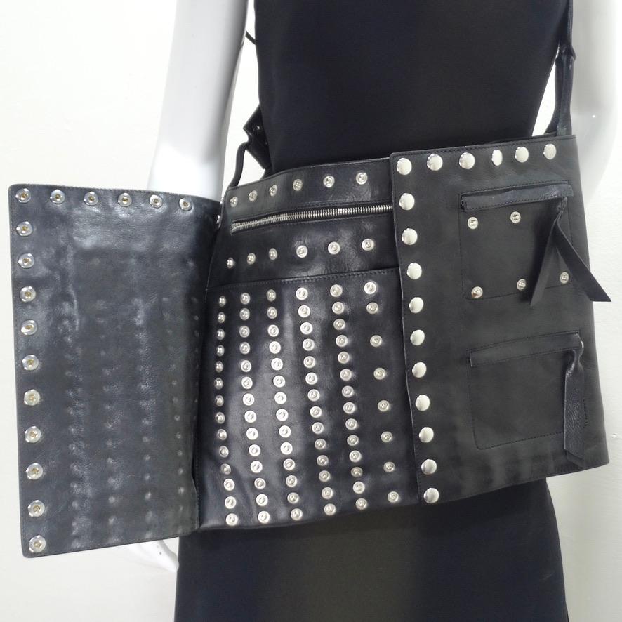 Black Dolce & Gabana Leather Studded Crossbody Utility Bag For Sale