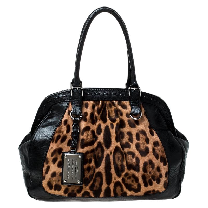 Dolce & Gabanna Black/Brown Leather Miss Romantique Satchel