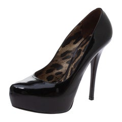 Dolce 
Gabanna Black Patent Leather Platform Pumps Size 38