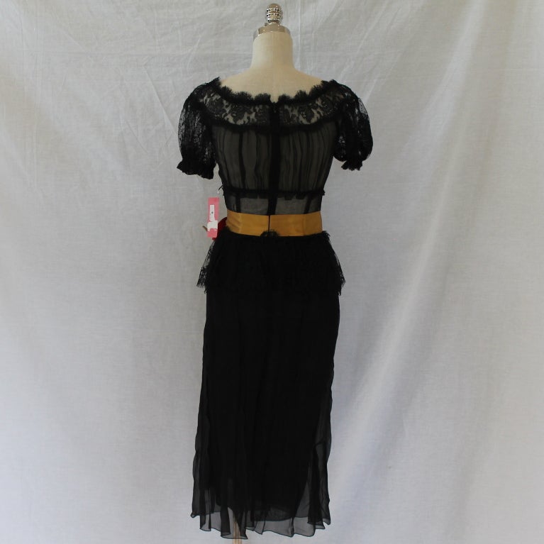 Women's Dolce & Gabanna Black Silk and Lace Cocktail Dress - 4- NWT