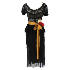 Dolce & Gabanna Black Silk and Lace Cocktail Dress - 4- NWT