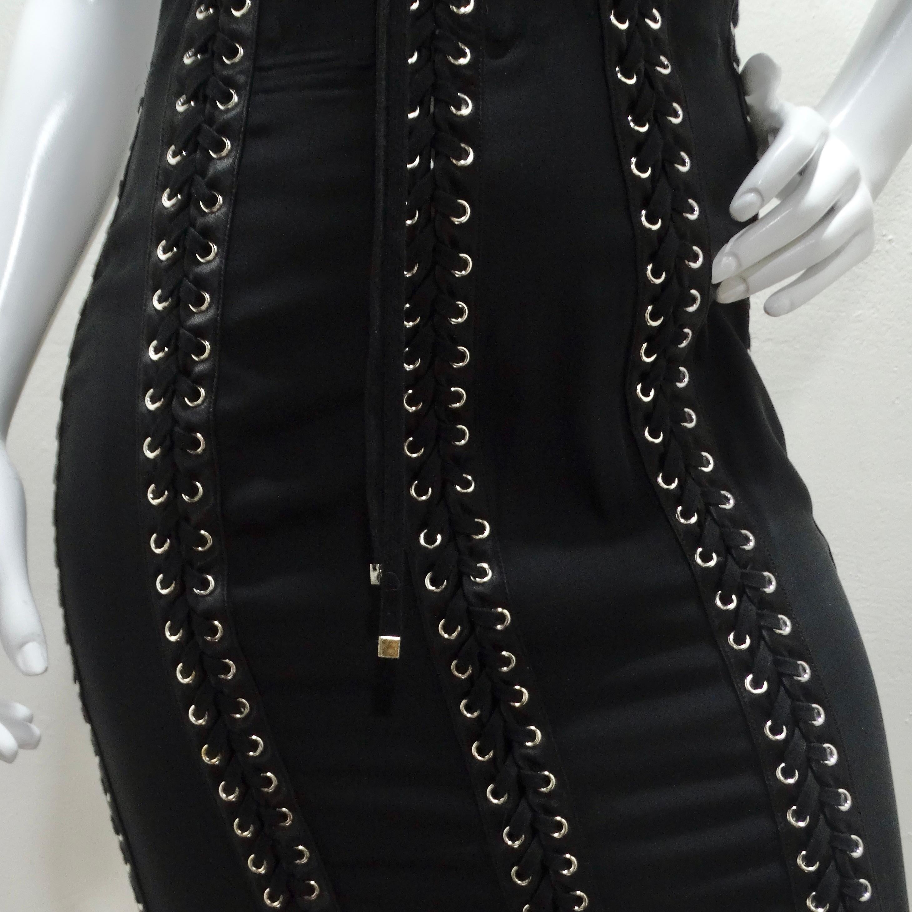 Women's or Men's Dolce & Gabanna Black Strapless Eyelet Lace Up Bodycon Dress For Sale