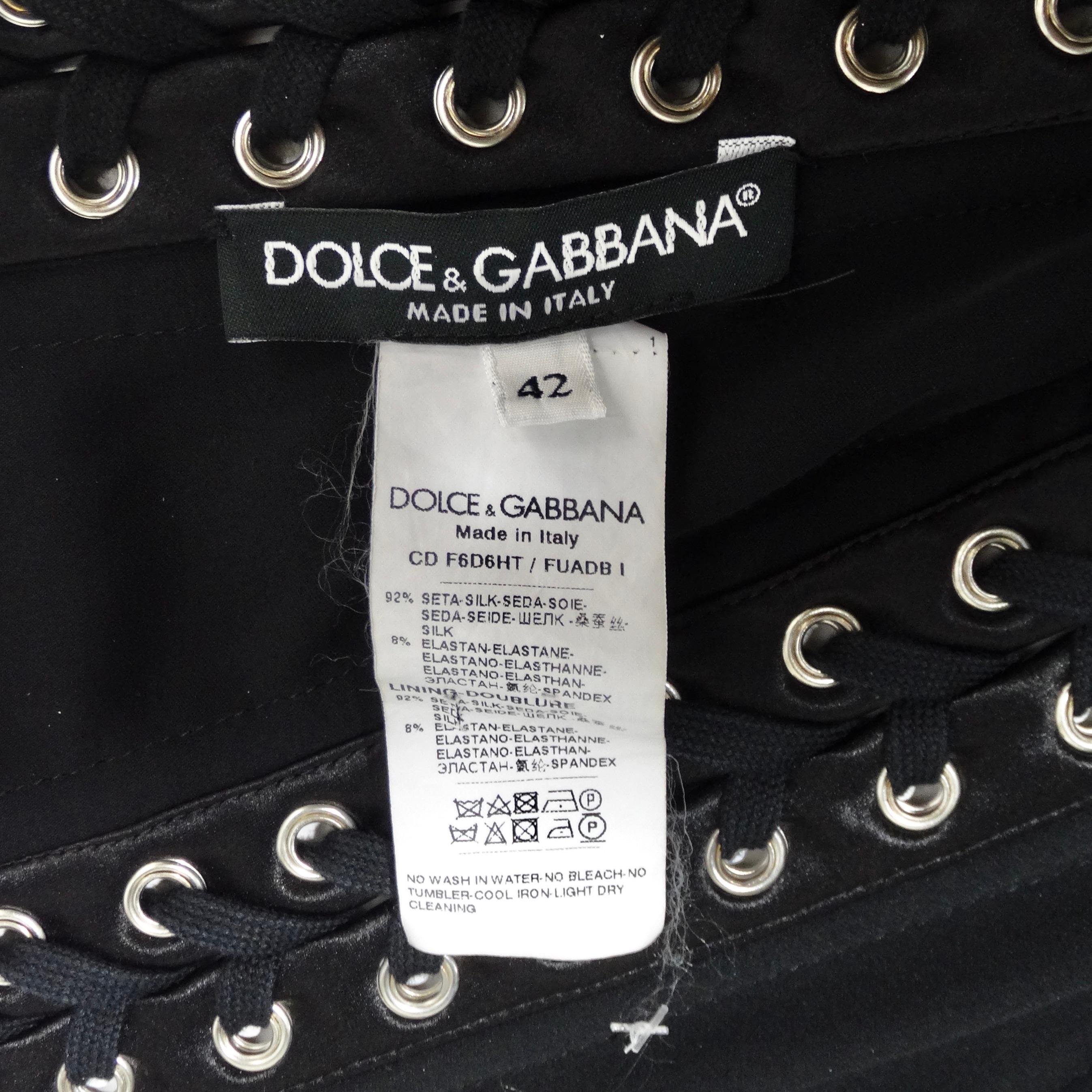 Dolce & Gabanna Black Strapless Eyelet Lace Up Bodycon Dress For Sale 5