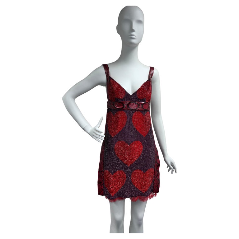 open lace back dress Red Crystal Heart Dress