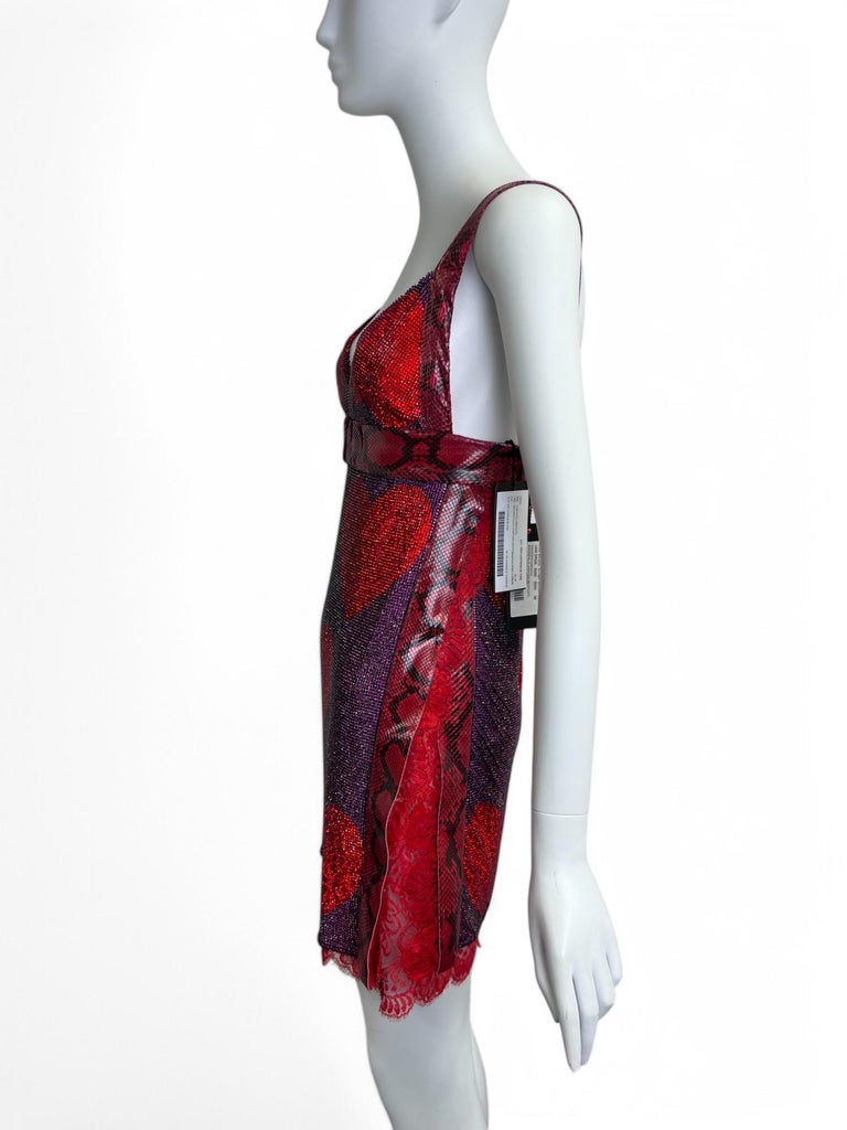 open lace back dress Red Crystal Heart Dress