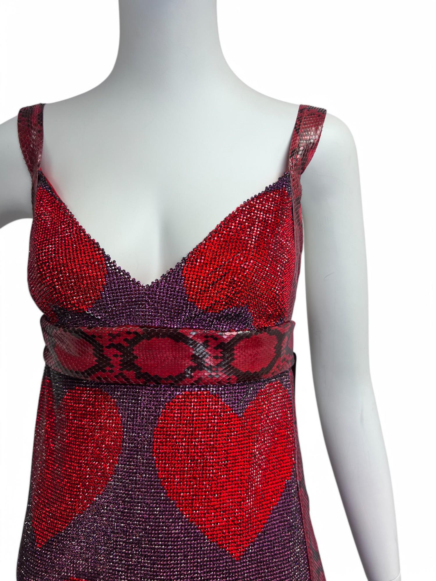 Dolce & Gabanna Crystal Heart Python Mini Dress Sz: 38 For Sale 4