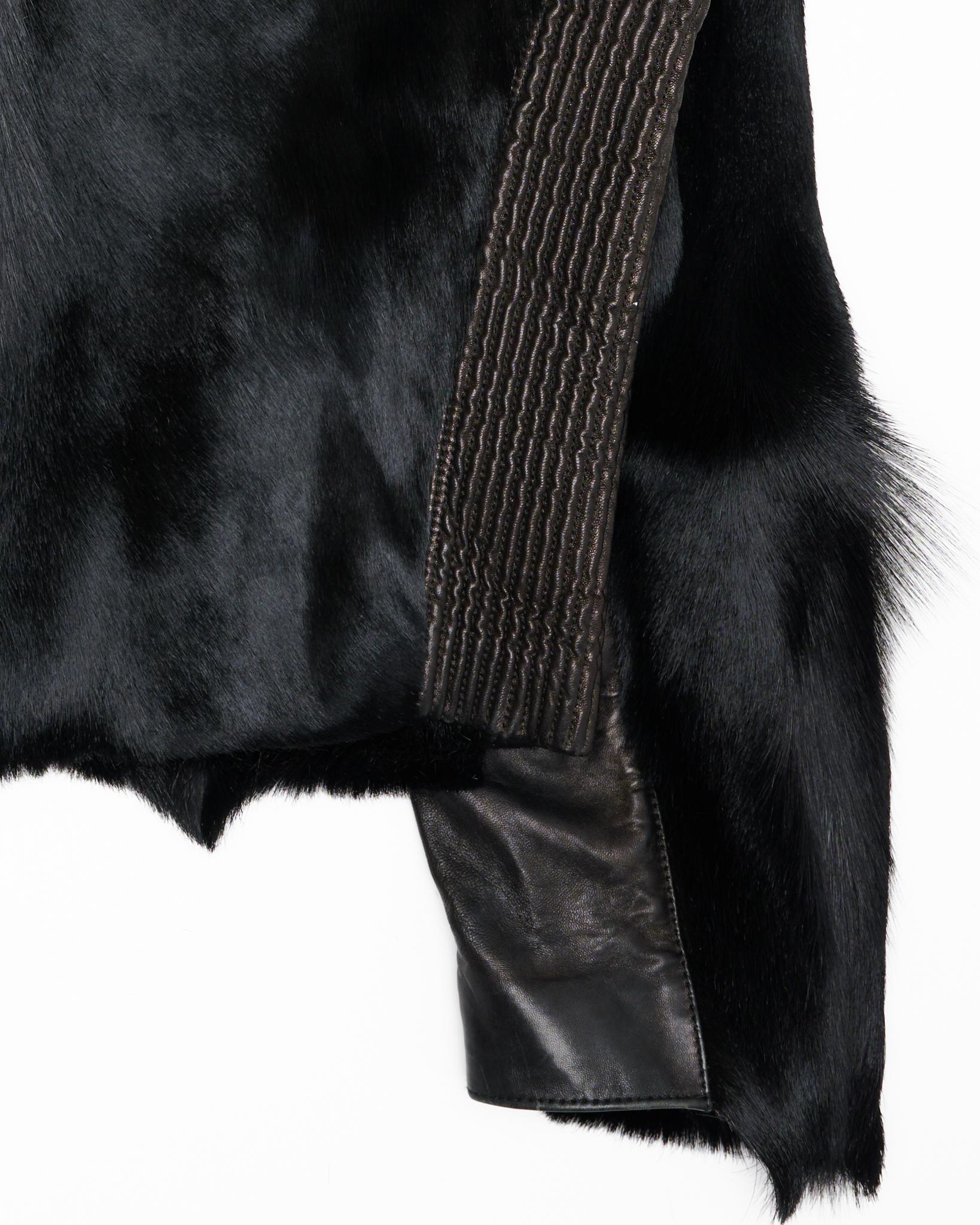 Black Dolce & Gabanna Goat Fur Rider Jacket