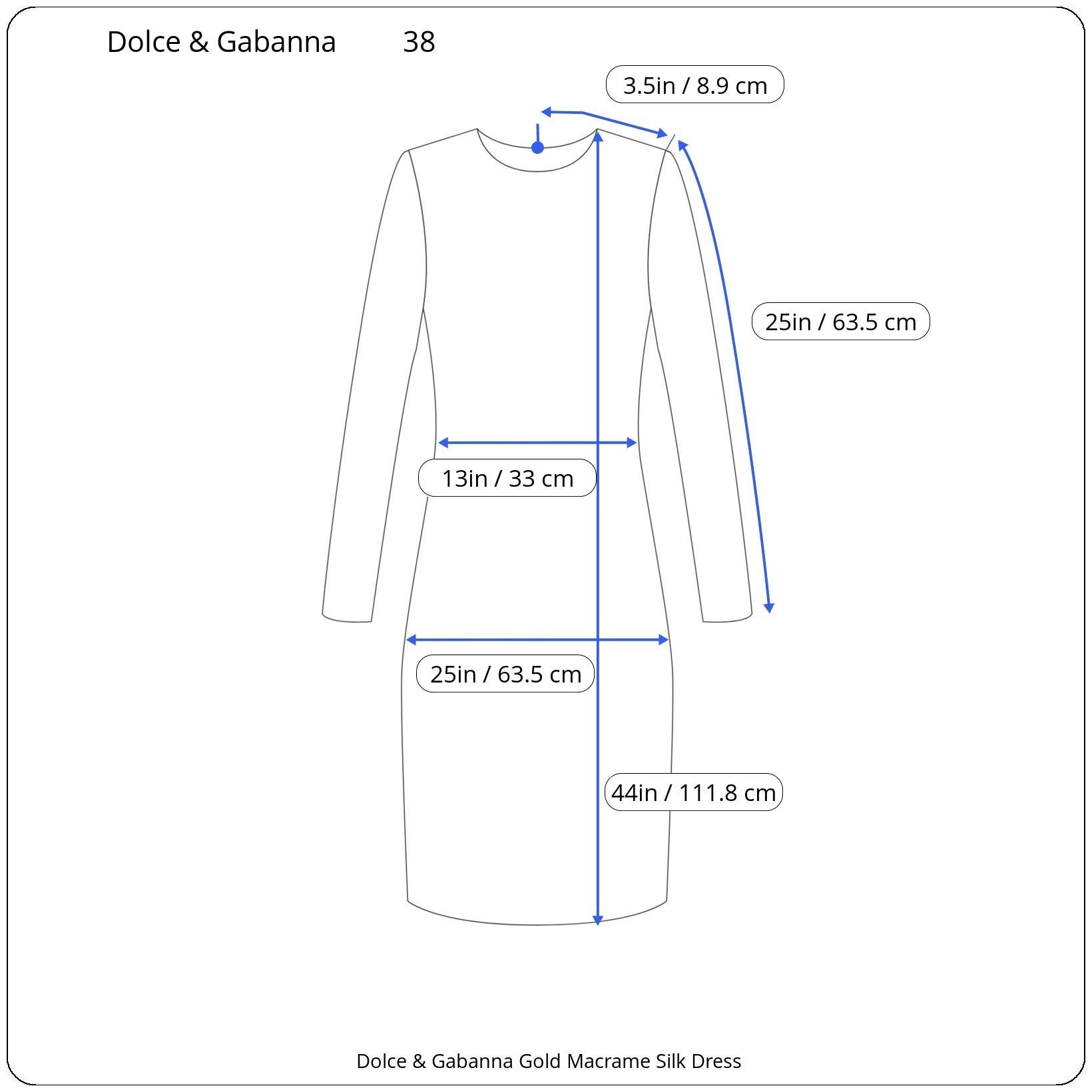 Dolce & Gabanna Gold Macrame Silk Dress Sz: 38 For Sale 7