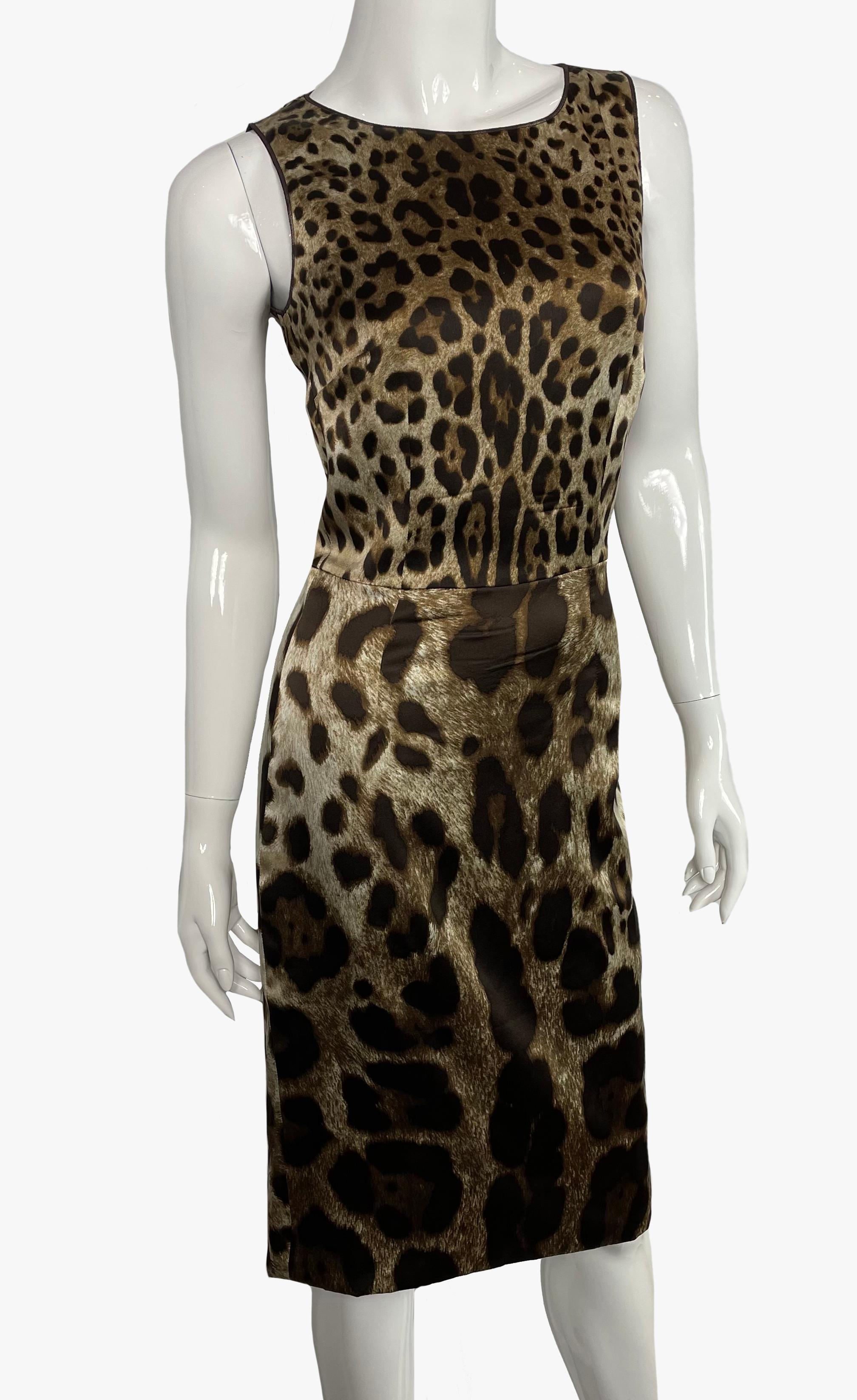 Black Dolce & Gabanna leopard print silk case dress, 2000s