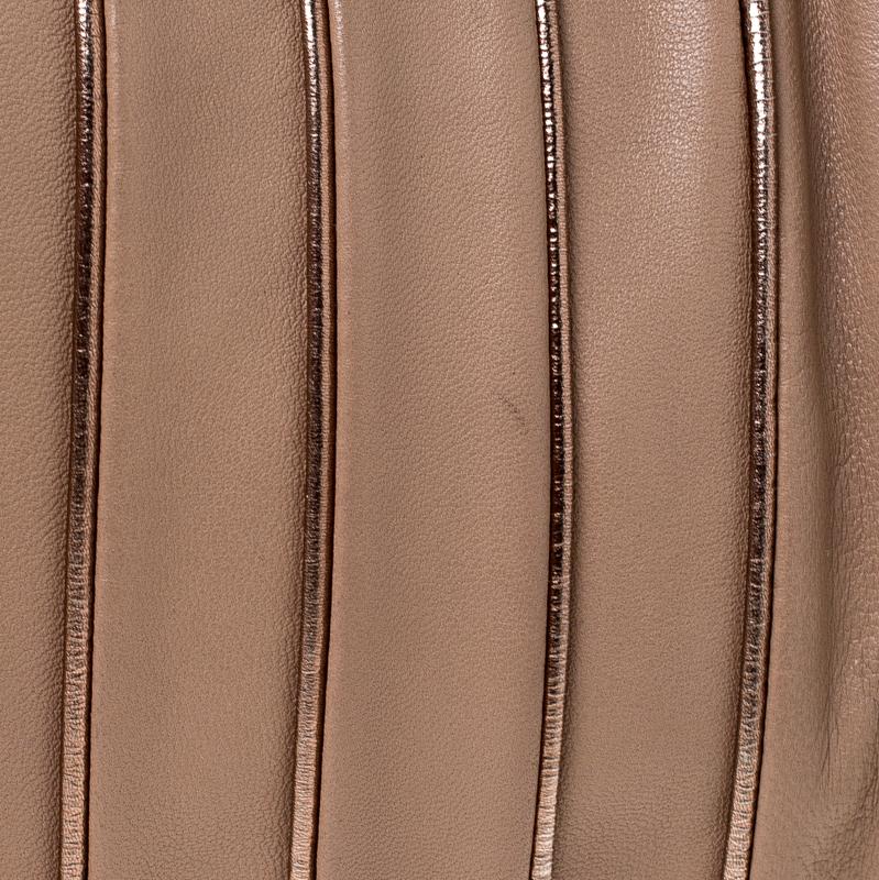 Dolce & Gabanna Nude Beige Stripe Leather Miss Charles Shoulder Bag 4