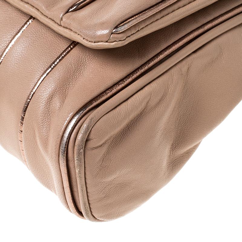 Dolce & Gabanna Nude Beige Stripe Leather Miss Charles Shoulder Bag 5
