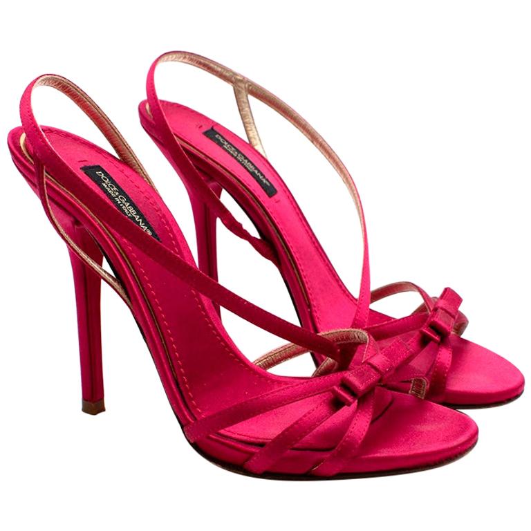 Dolce & Gabanna Pink Satin Strappy Heeled Sandals - Size 36 For Sale