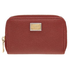 Dolce & Gabanna Rust Leather Zip Coin Purse