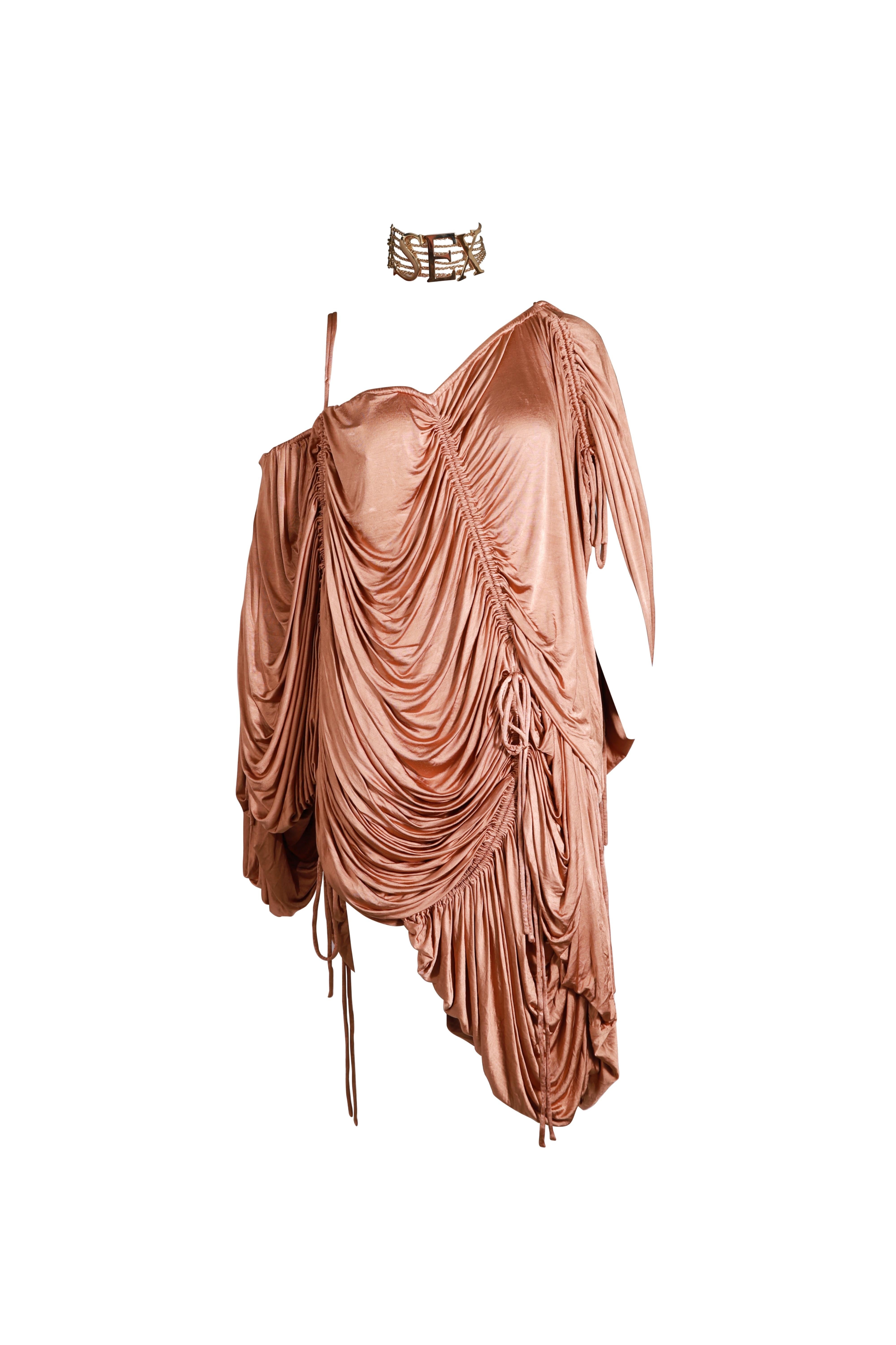 Rosa DOLCE & GABANNA - Vestito con drappeggio e cordoncino con volant 