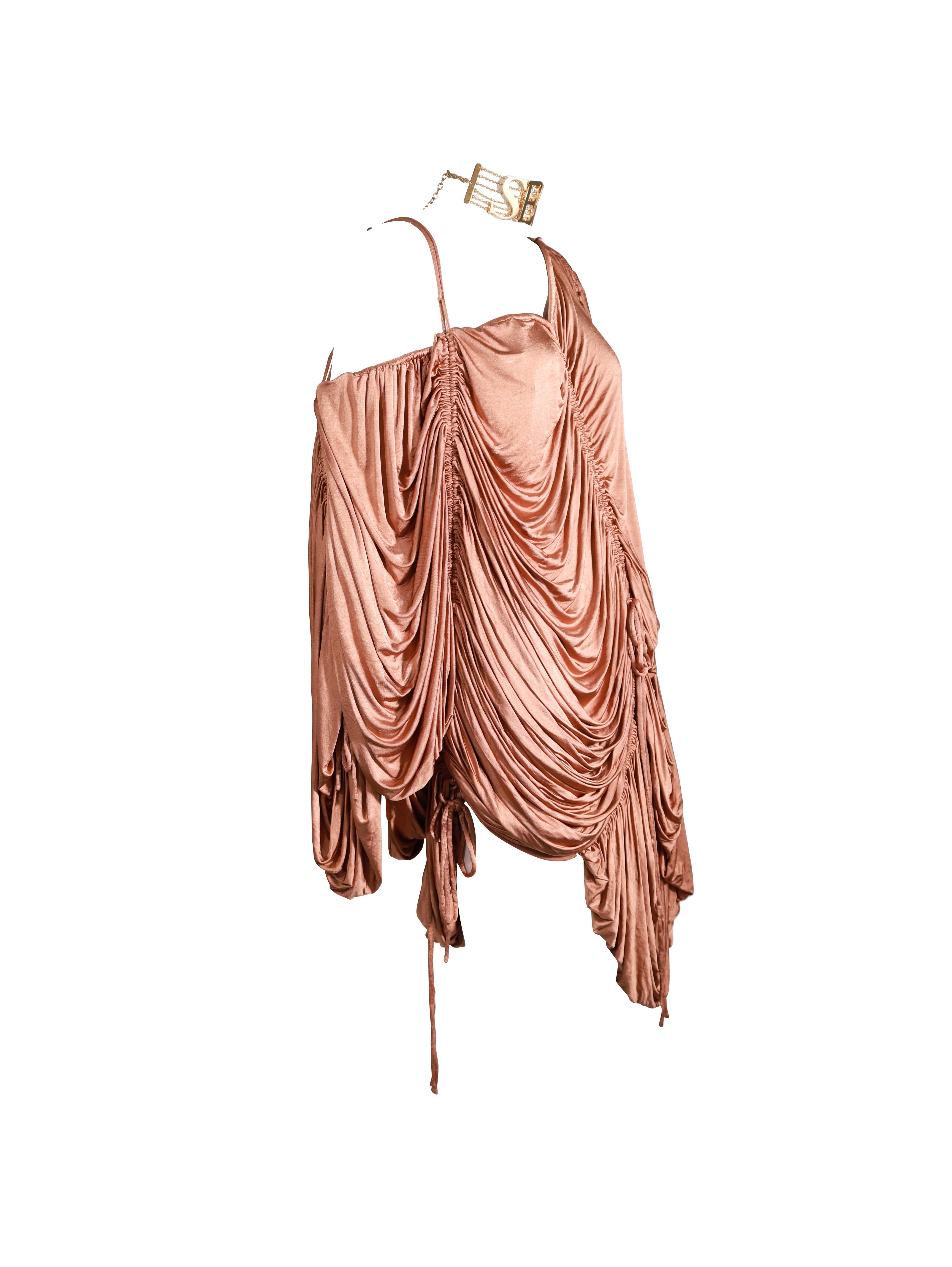 DOLCE & GABANNA - Vestito con drappeggio e cordoncino con volant 