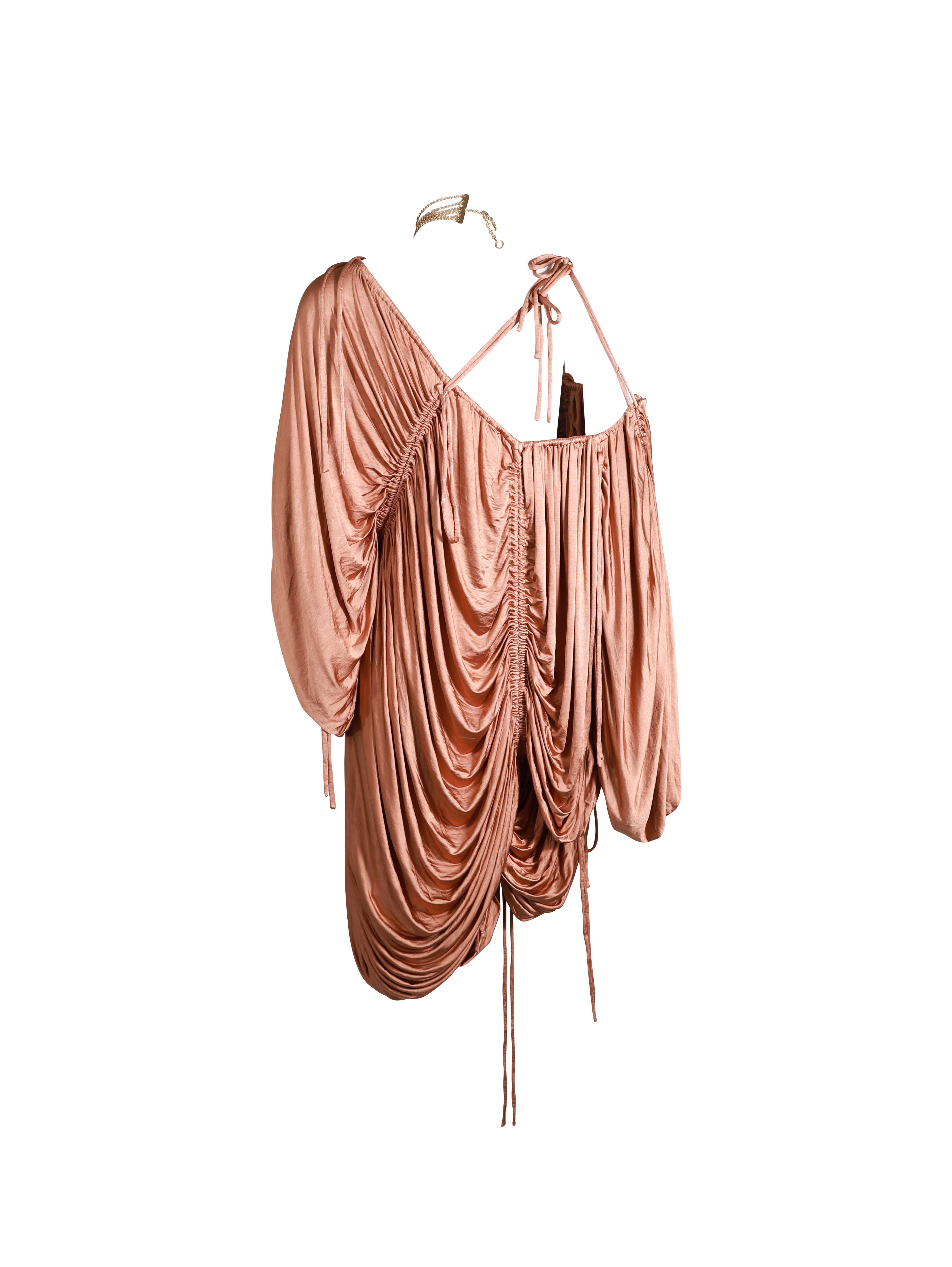 DOLCE & GABANNA - Vestito con drappeggio e cordoncino con volant 