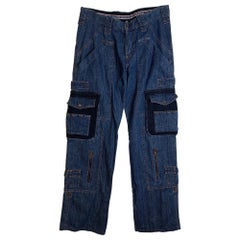 Dolce & Gabanna SS2003 parachute carpenter cargo denim blue