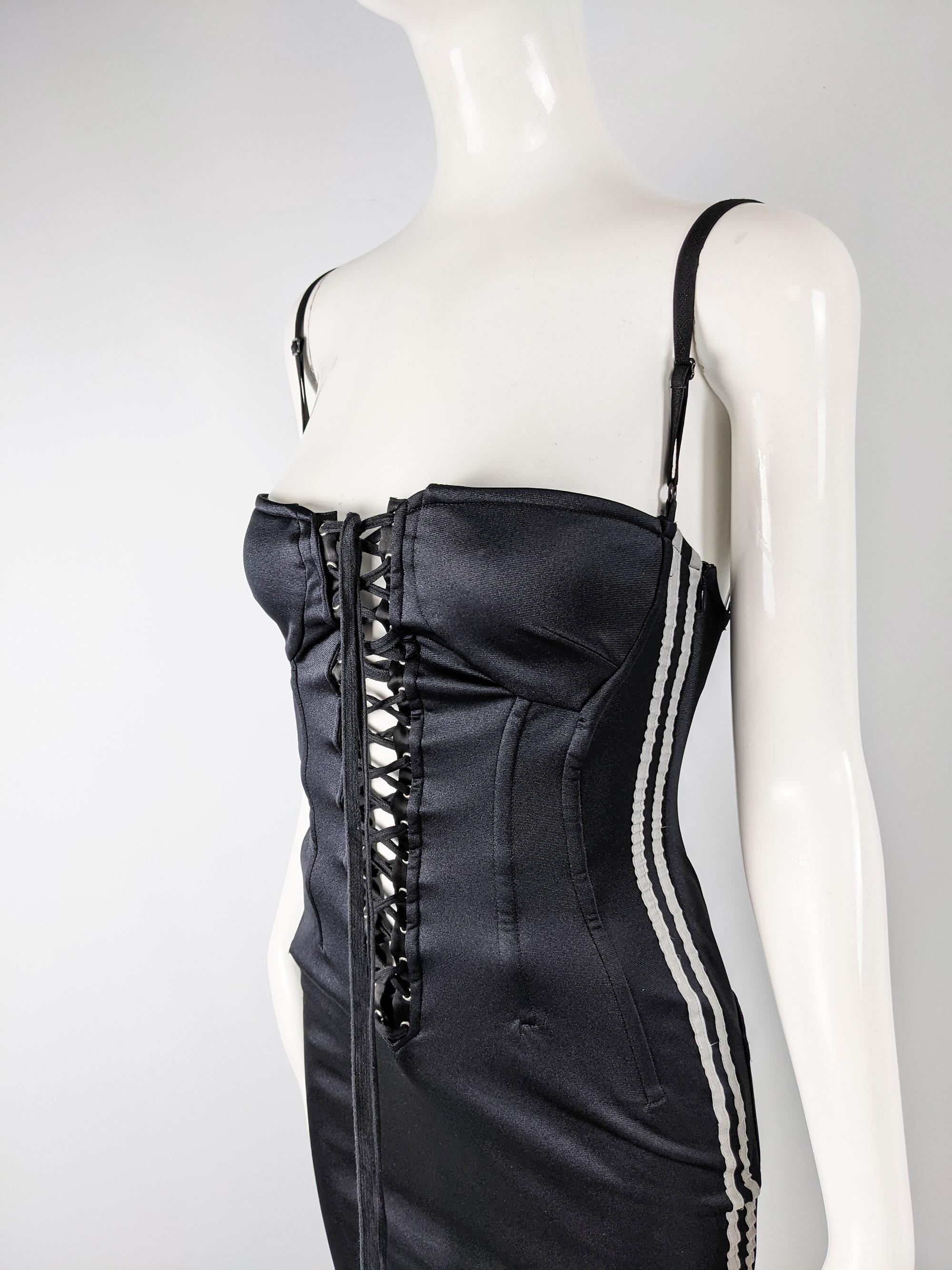 black satin dress corset