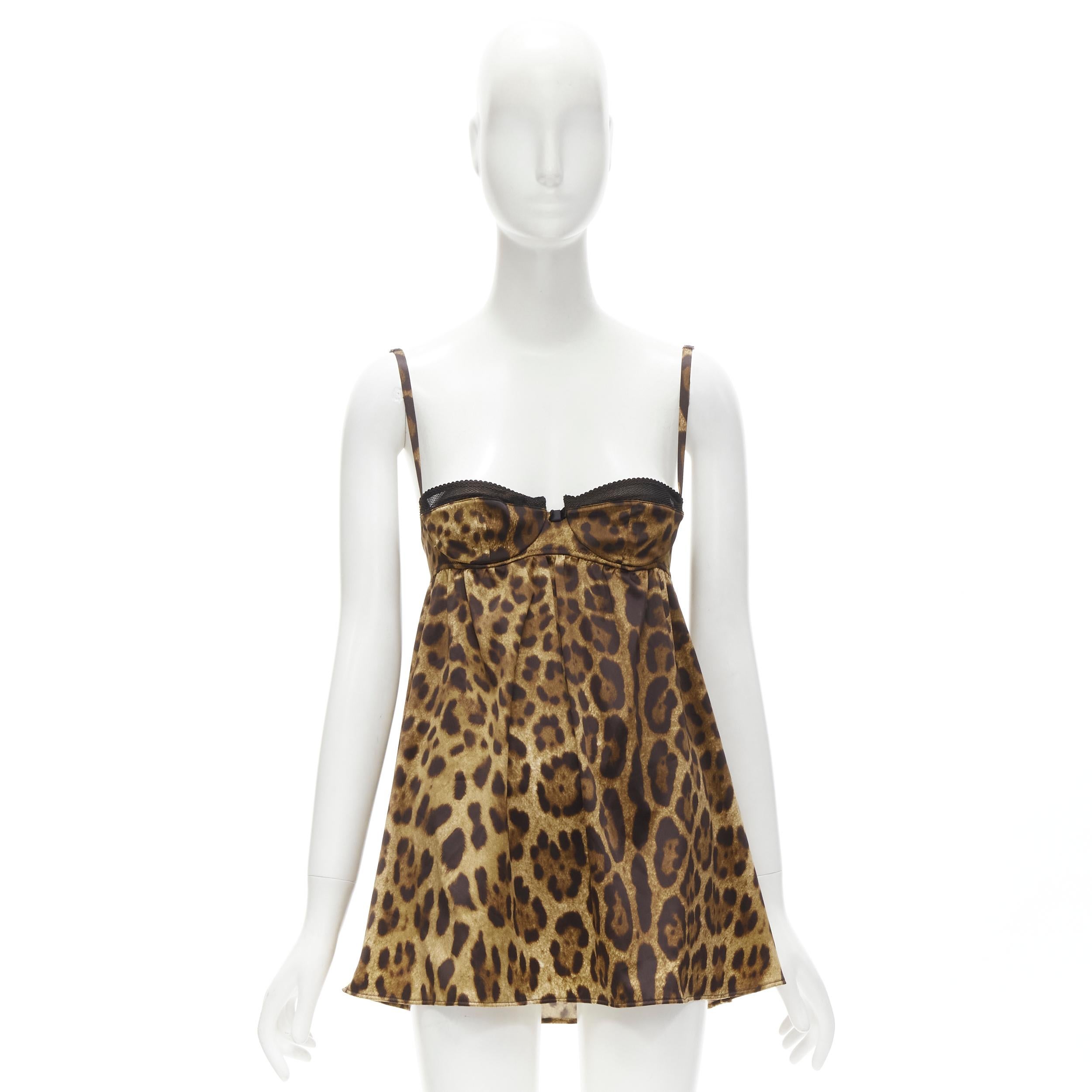 DOLCE GABANNA Vintage Y2K Cupped Leopard Babydoll Teddy Camisole Tank Top XS 6