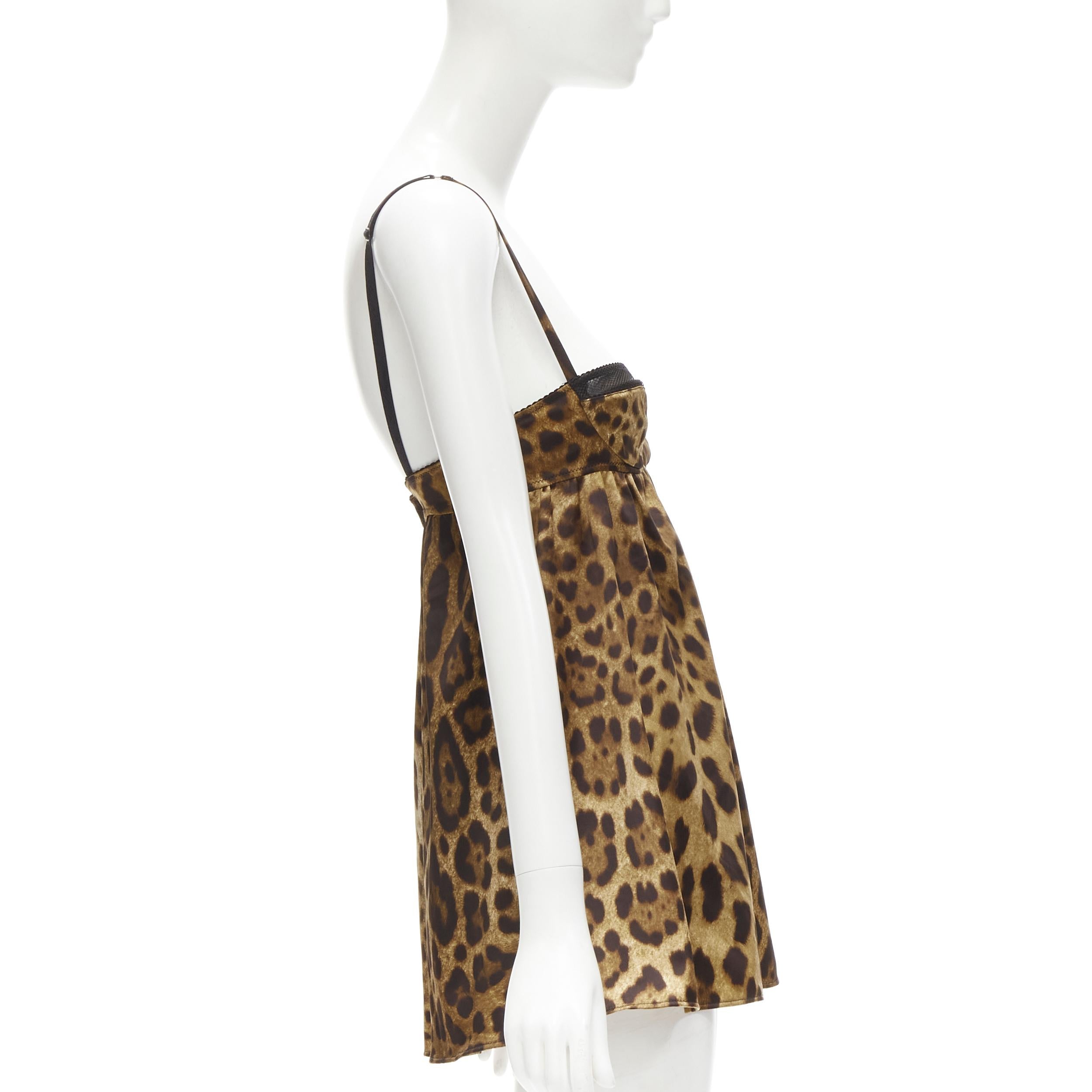 DOLCE GABANNA Vintage Y2K Cupped Leopard Babydoll Teddy Camisole Tank Top XS Damen