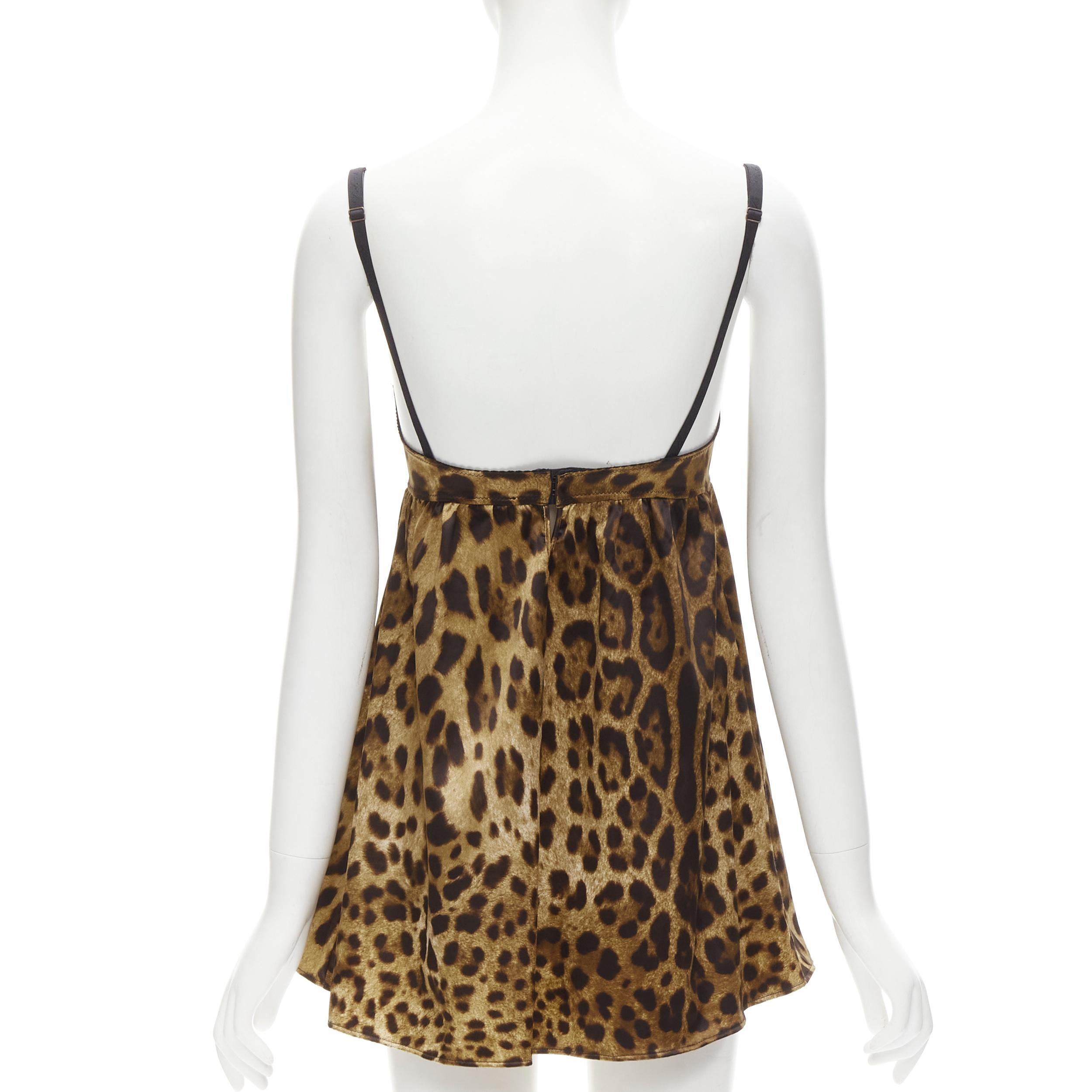 DOLCE GABANNA Vintage Y2K Cupped Leopard Babydoll Teddy Camisole Tank Top XS 1