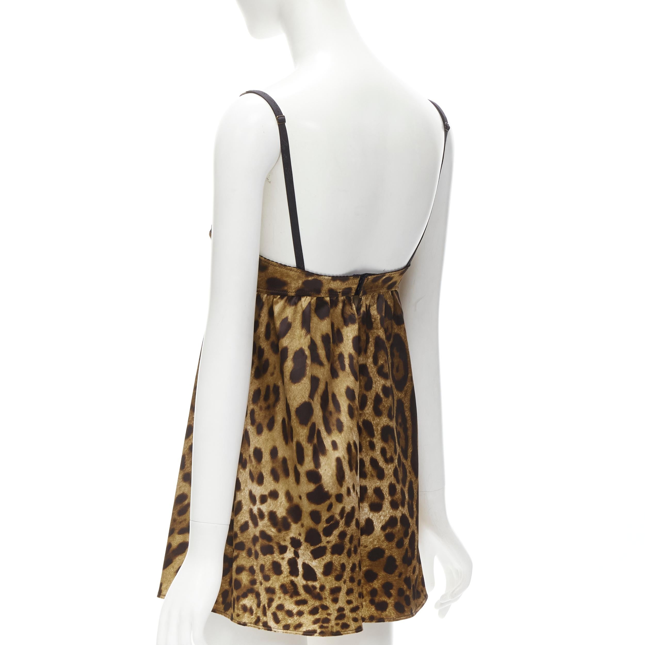 DOLCE GABANNA Vintage Y2K Cupped Leopard Babydoll Teddy Camisole Tank Top XS 2