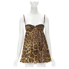 DOLCE GABANNA Vintage Y2K Cupped Leopard Babydoll Teddy Camisole Tank Top XS