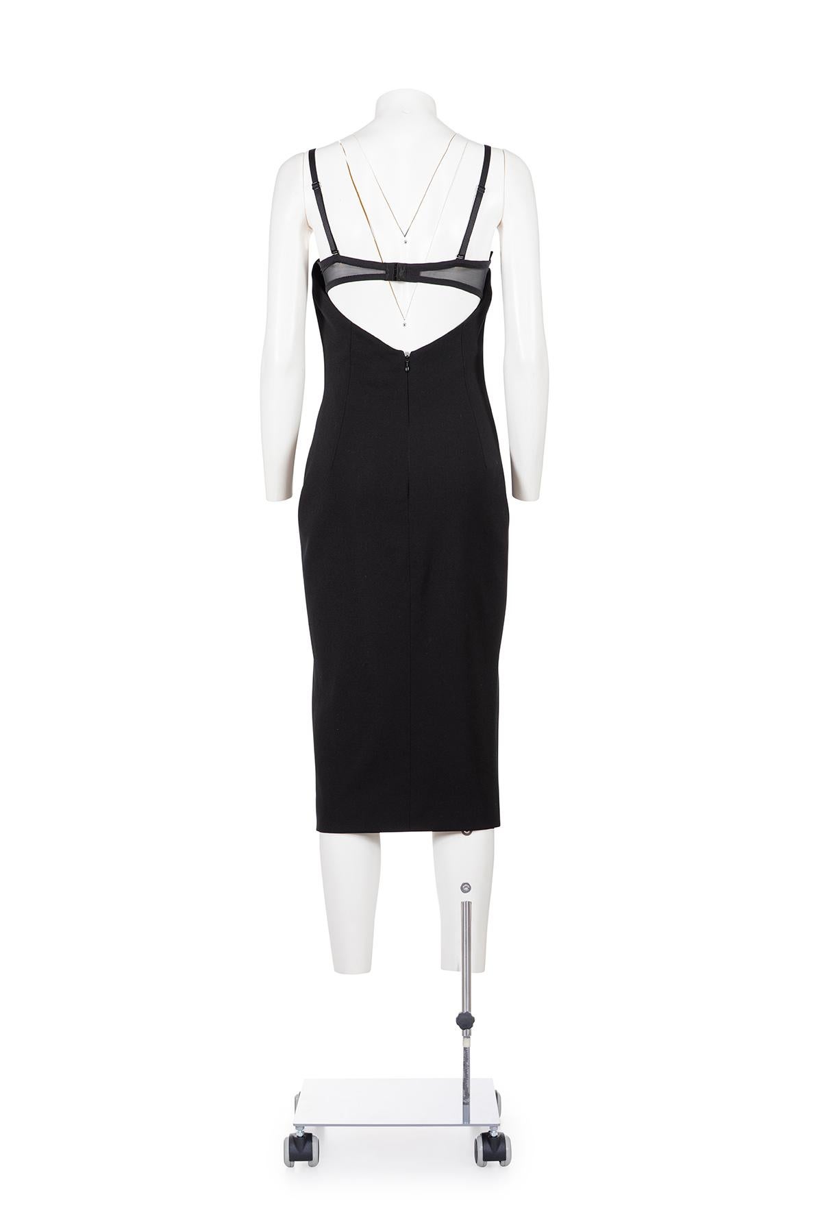Black DOLCE & GABBANA 00's Pencil dress with lace bra attached For Sale