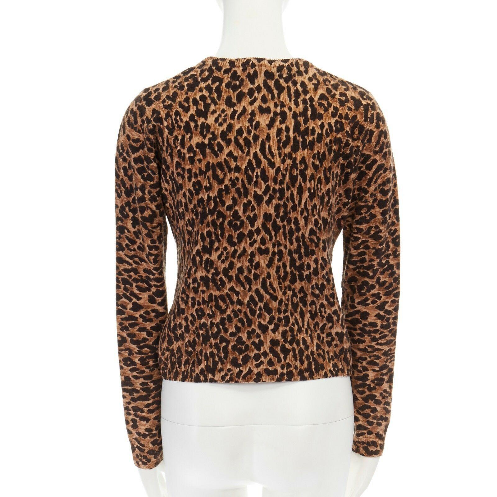 DOLCE GABBANA 100% cashmere brown leopard spot print button cardigan  sweater XS at 1stDibs