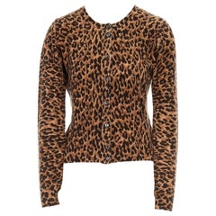 DOLCE GABBANA 100% cashmere brown leopard spot print button cardigan sweater XS