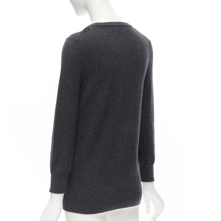 Dolce & Gabbana Gray Black Lace Wool Cashmere Sweater main image 1