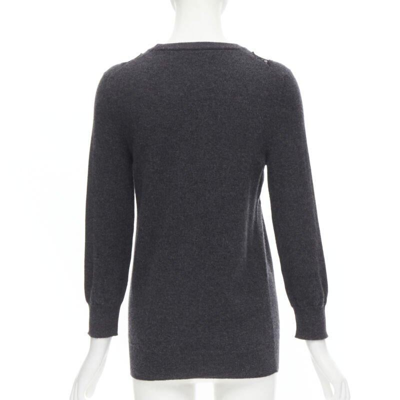 Women's DOLCE GABBANA 100% cashmere grey black floral lace pullover sweater IT44 M For Sale