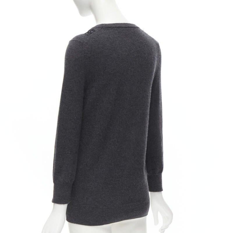 DOLCE GABBANA 100% cashmere grey black floral lace pullover sweater IT44 M For Sale 1