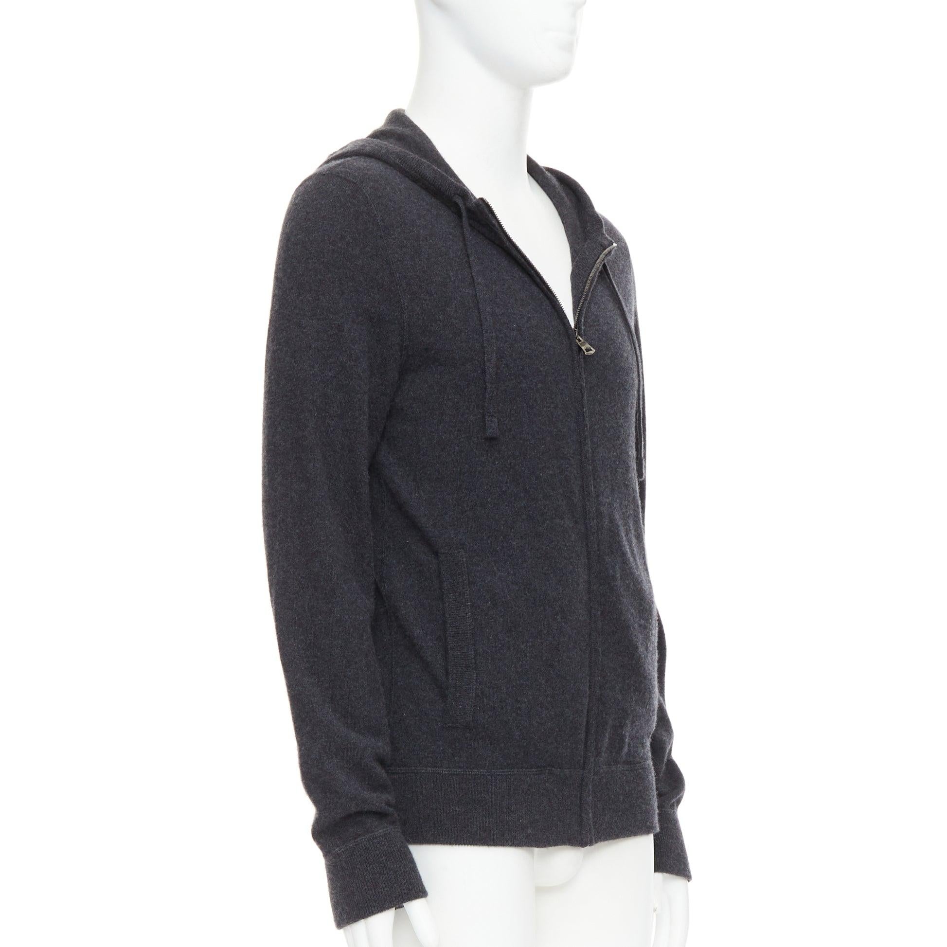 DOLCE GABBANA 100% cashmere grigio argento logo zip felpa con cappuccio IT48 M In condizioni ottime in vendita a Hong Kong, NT