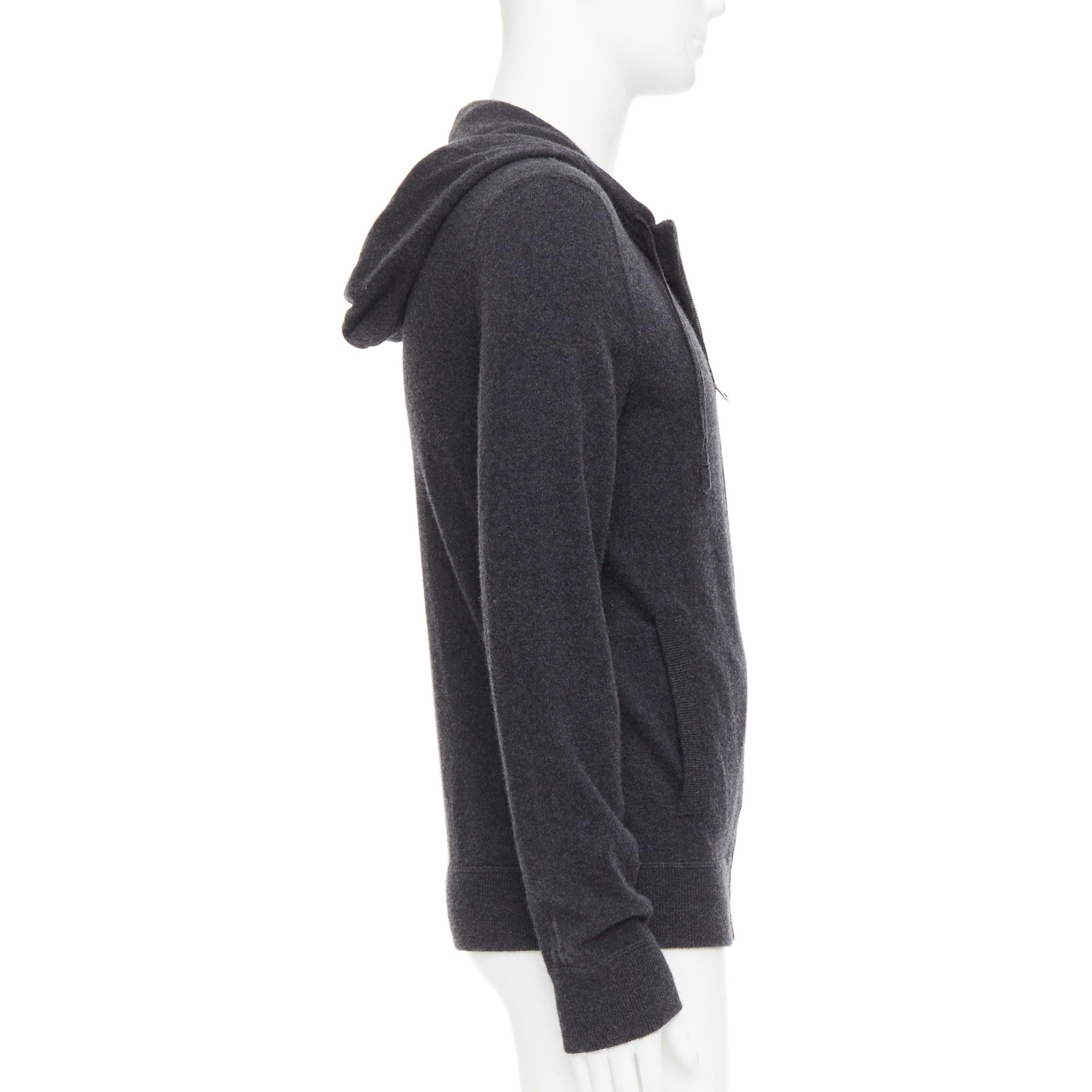 Uomo DOLCE GABBANA 100% cashmere grigio argento logo zip felpa con cappuccio IT48 M in vendita