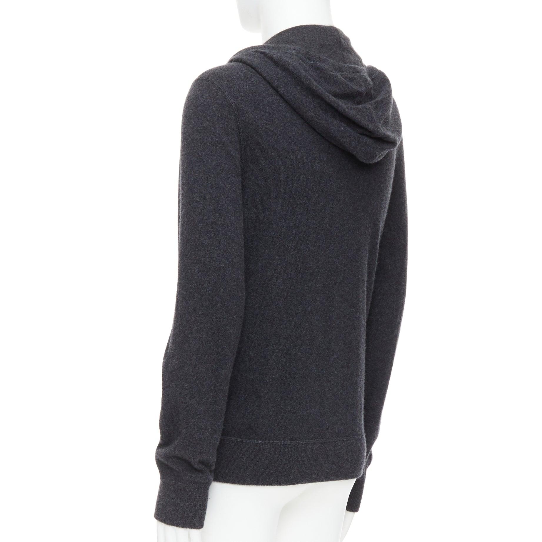 DOLCE GABBANA 100% cashmere grigio argento logo zip felpa con cappuccio IT48 M in vendita 2