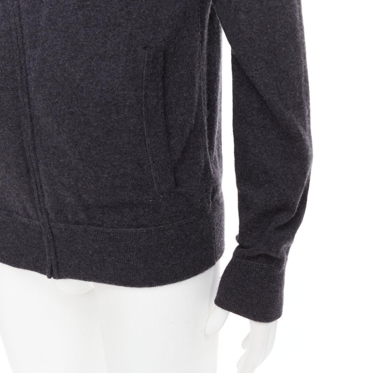 DOLCE GABBANA 100% cashmere grigio argento logo zip felpa con cappuccio IT48 M in vendita 3