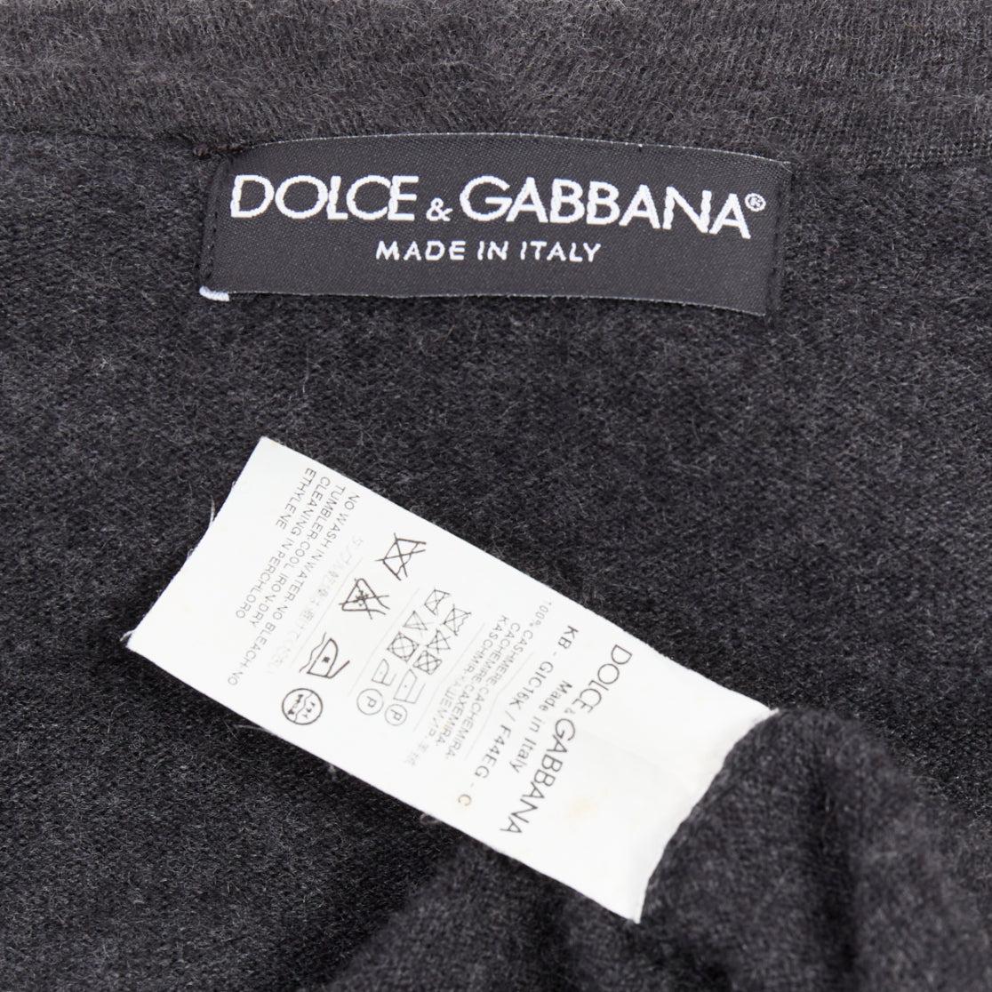 DOLCE GABBANA 100% cashmere grigio argento logo zip felpa con cappuccio IT48 M in vendita 4