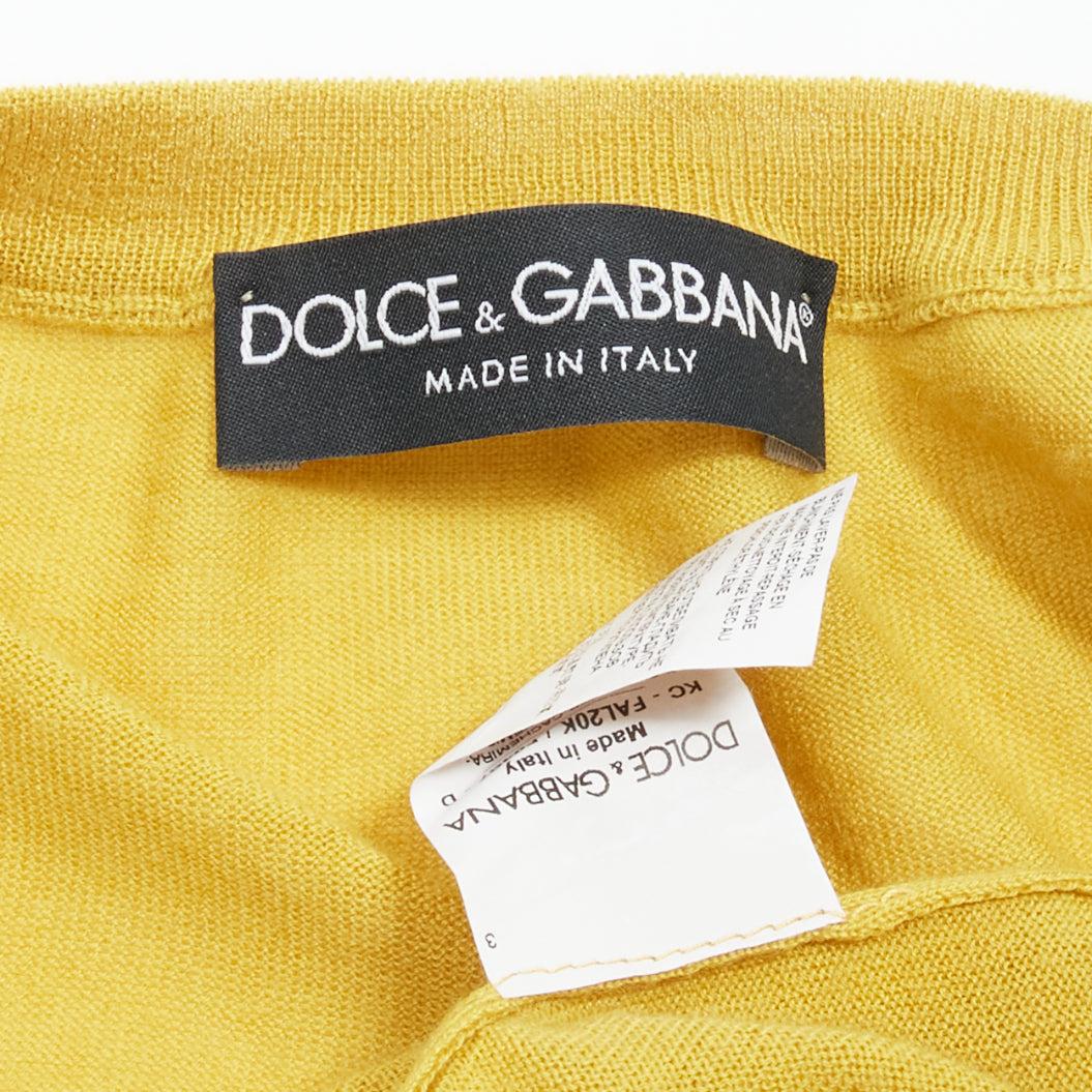 DOLCE GABBANA 100% cashmere yellow duo pocket cropped cardigan sweater IT38 XS For Sale 4