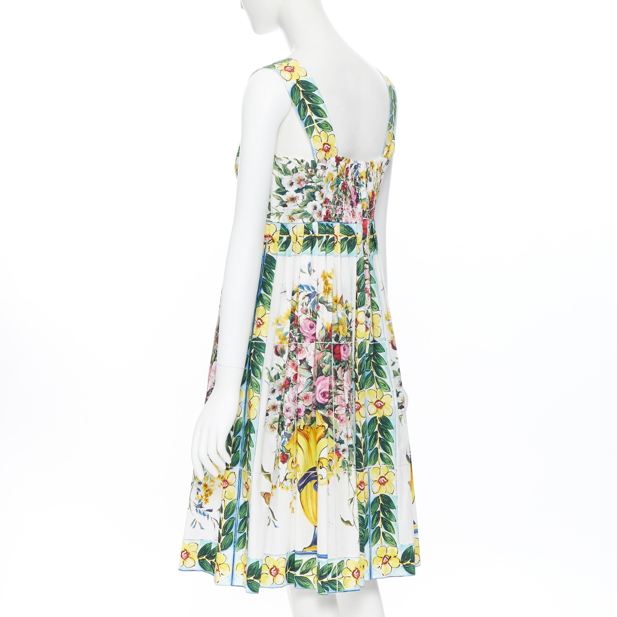 DOLCE GABBANA 100% cotton rose vase floral print corset bustier dress IT44 M In Excellent Condition In Hong Kong, NT