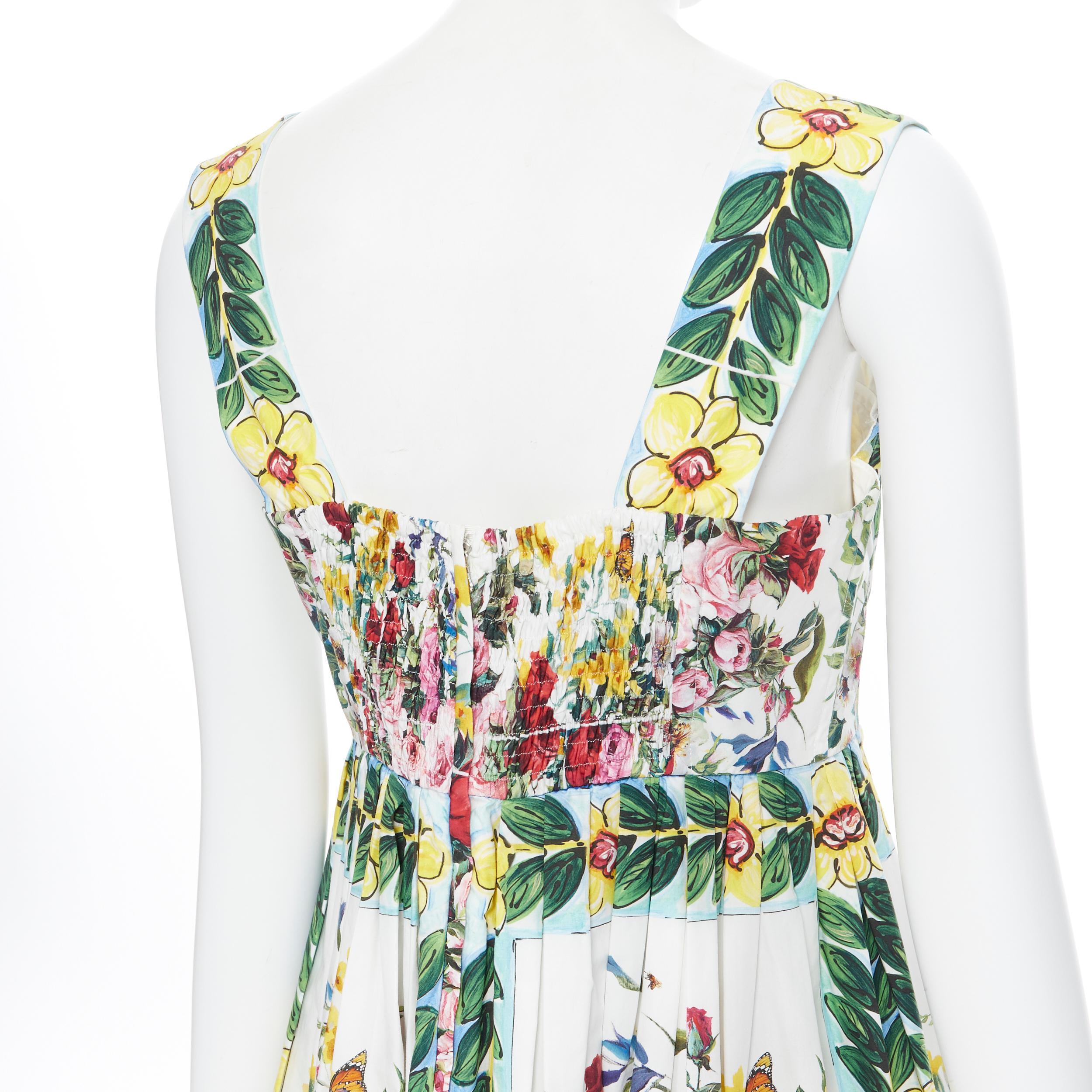 Women's DOLCE GABBANA 100% cotton rose vase floral print corset bustier dress IT44 M