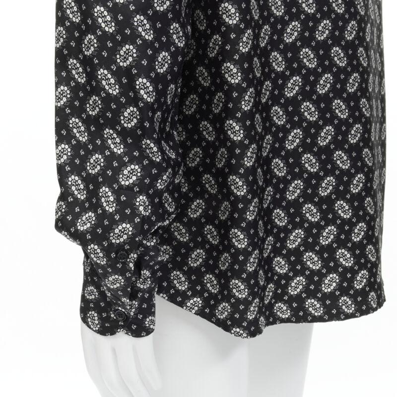 DOLCE GABBANA 100 silk black white floral print pajama shirt IT5 L 2