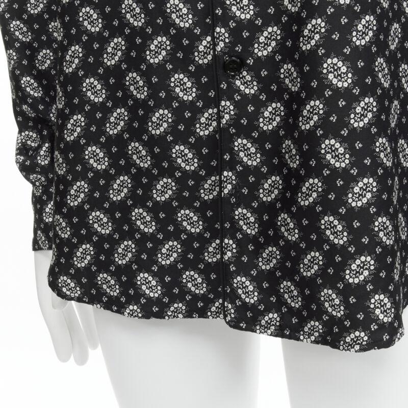 DOLCE GABBANA 100 silk black white floral print pajama shirt IT5 L 3